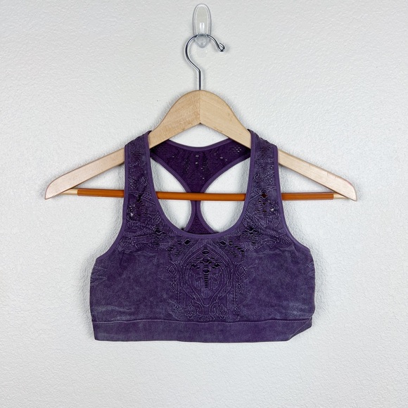 Auden Laser Cut Seamless Purple Bralette Sz Large - Picture 3 of 7